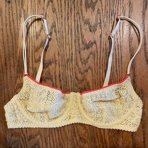 Free People Yellow lace unlined bra